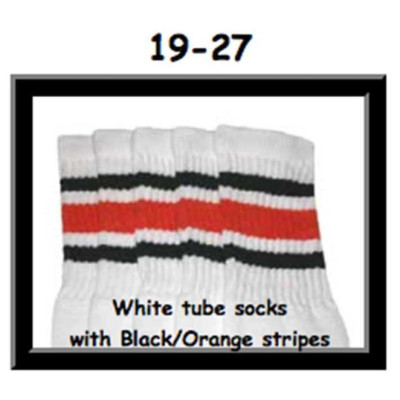 19 SKATERSOCKS white style 19-027 black/orange stripes