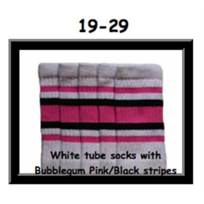 19 SKATERSOCKS white style 19-029 black/bubblegum pink stripes