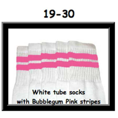 SKATERSOCKS 19" white style 19-030 bubblegum pink stripes