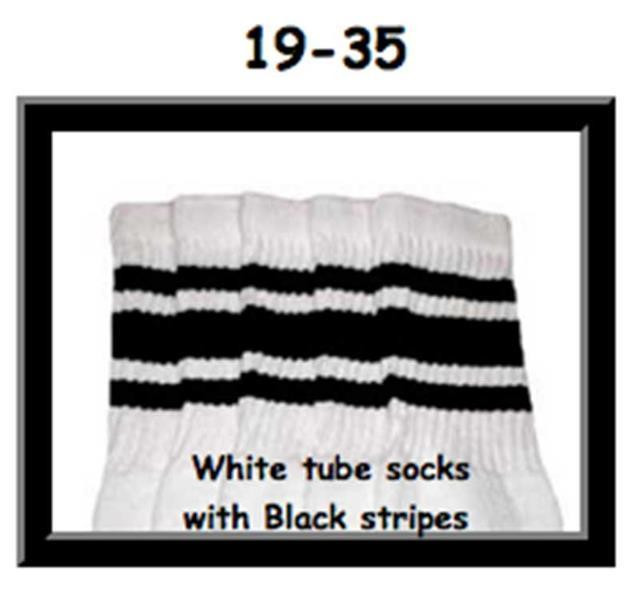 19" SKATERSOCKS white style 19-035 black stripes