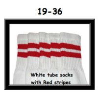 19" SKATERSOCKS white style 19-036 red stripes