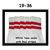 SKATERSOCKS 19" white style 19-036 red stripes