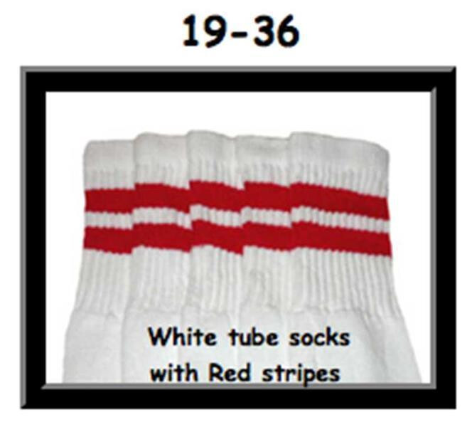 SKATERSOCKS 19" white style 19-036 red stripes