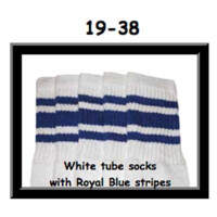 SKATERSOCKS 19" white style 19-038 royal blue stripes