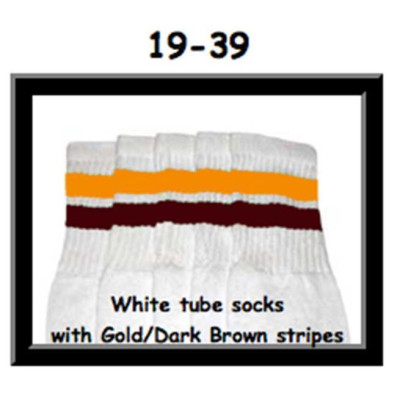 19 SKATERSOCKS white style 19-039 gold/dark brown stripes
