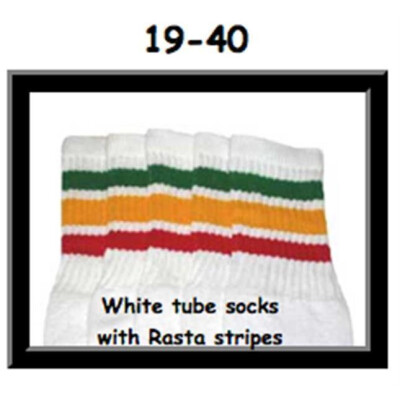 SKATERSOCKS 19" white style 19-040 rasta stripes