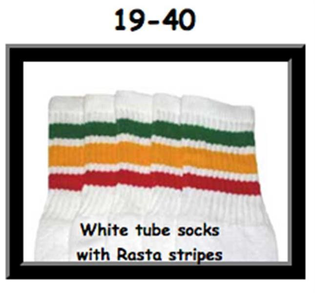 19" SKATERSOCKS white style 19-040 rasta stripes 