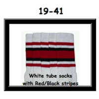 SKATERSOCKS 19" white style 19-041 black/red stripes