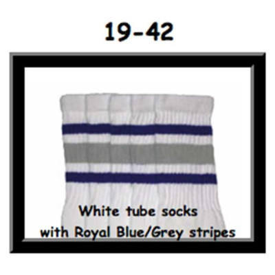 19 SKATERSOCKS white style 19-042 grey/royal blue stripes