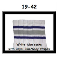 SKATERSOCKS 19" white style 19-042 grey/royal blue...