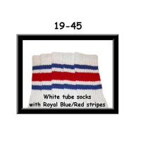 19" SKATERSOCKS white style 19-045 red/royal blue...