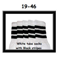 19" SKATERSOCKS white style 19-046 black stripes 