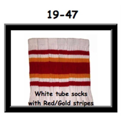 19 SKATERSOCKS white style 19-047 red/gold stripdes