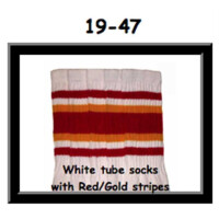 SKATERSOCKS 19" white style 19-047 red/gold stripdes