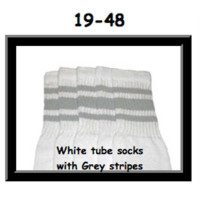 19" SKATERSOCKS white style 19-048 grey stripes