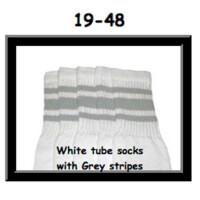 SKATERSOCKS 19" white style 19-048 grey stripes