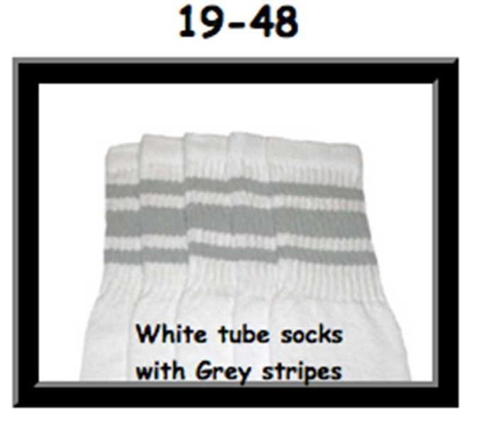 19" SKATERSOCKS white style 19-048 grey stripes