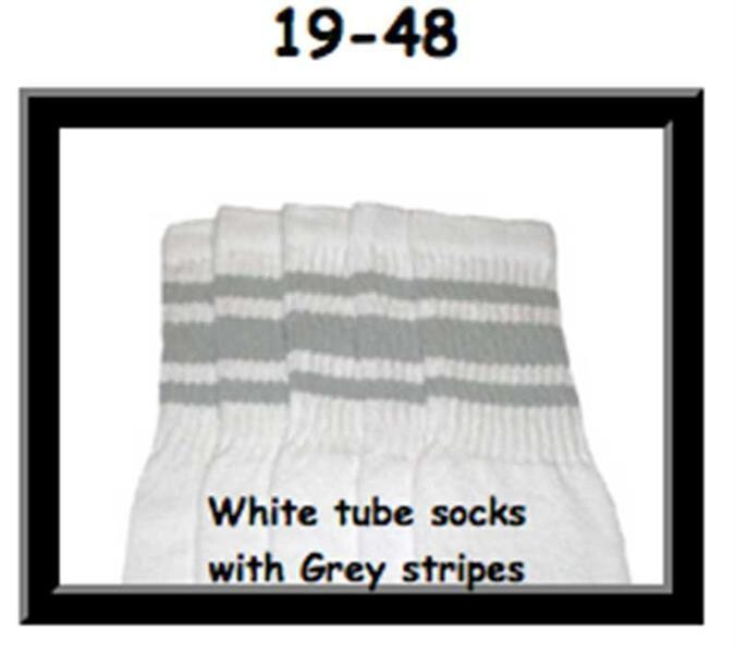 SKATERSOCKS 19" white style 19-048 grey stripes