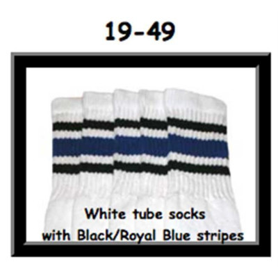 19 SKATERSOCKS white style 19-049 royal blue/black stripes