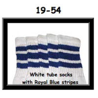 19" SKATERSOCKS white style 19-054 royal blue stripes