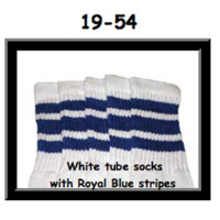 SKATERSOCKS 19" white style 19-054 royal blue stripes