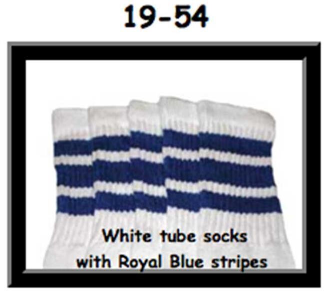 SKATERSOCKS 19" white style 19-054 royal blue stripes