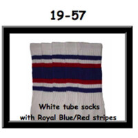 SKATERSOCKS 19" white style 19-057 royal blue/red...