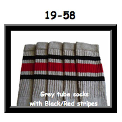 19" SKATERSOCKS grey style 19-058 black/ red stripes