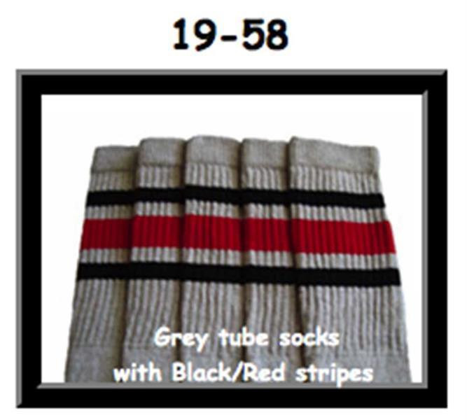 19" SKATERSOCKS grey style 19-058 black/ red stripes