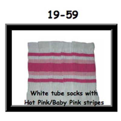19 SKATERSOCKS white style 19-059 hot pink/baby pink stripes