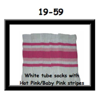 SKATERSOCKS 19" white style 19-059 hot pink/baby pink stripes