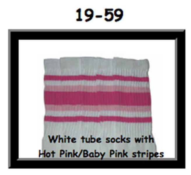 19" SKATERSOCKS white style 19-059 hot pink/baby pink stripes
