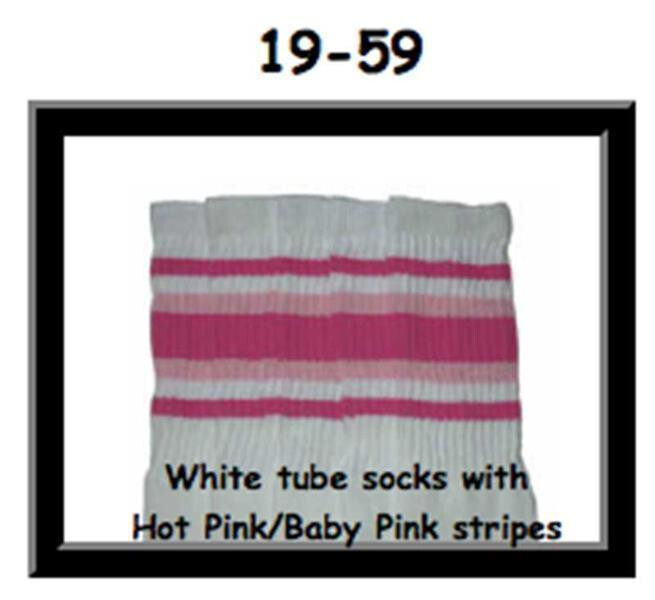 SKATERSOCKS 19" white style 19-059 hot pink/baby pink stripes
