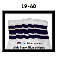 19" SKATERSOCKS white style 19-060 navy blue stripes