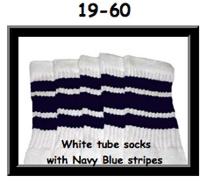 SKATERSOCKS 19" white style 19-060 navy blue stripes