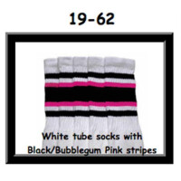 SKATERSOCKS 19" white style 19-062 black/bubblegum...