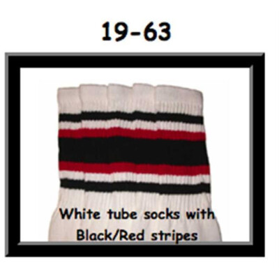 SKATERSOCKS 19" white style 19-063 black/red striped