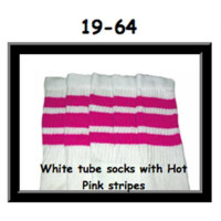 19 SKATERSOCKS white style 19-064 hot pink stripes