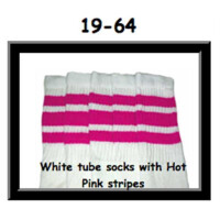 SKATERSOCKS 19" white style 19-064 hot pink stripes