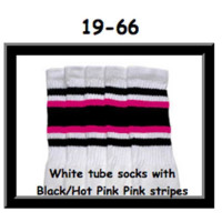 19 SKATERSOCKS white style 19-066 black/hot pink stripes