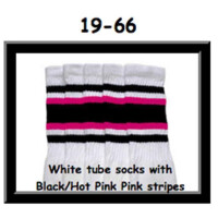 SKATERSOCKS 19" white style 19-066 black/hot pink...