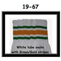 19" SKATERSOCKS white style 19-067 green/gold stripes