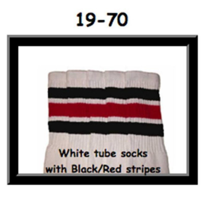 19" SKATERSOCKS white style 19-070 black/red stripes
