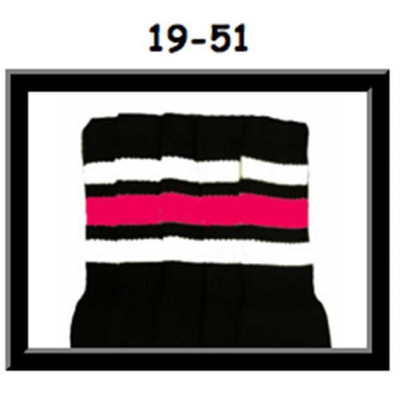 19 SKATERSOCKS black style 19-051 white/bubblegum pink stripes
