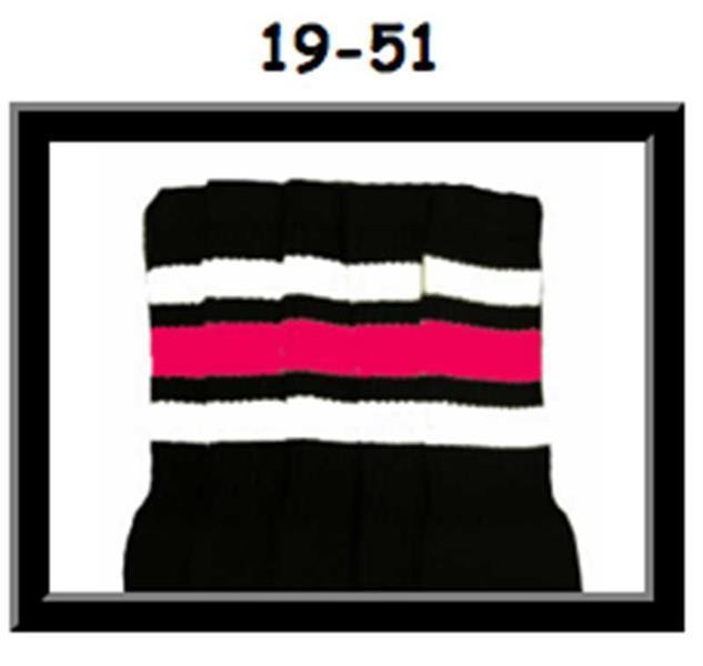19" SKATERSOCKS black style 19-051 white/bubblegum pink stripes