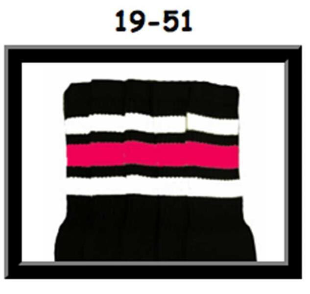 SKATERSOCKS 19" black style 19-051 white/bubblegum pink stripes