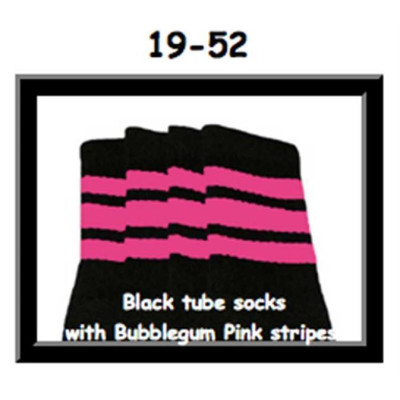19" SKATERSOCKS black style 19-052 bubblegum pink stripes