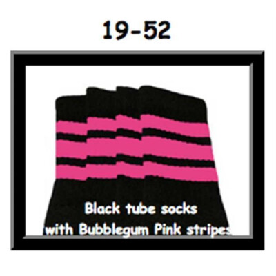 SKATERSOCKS 19" black style 19-052 bubblegum pink stripes