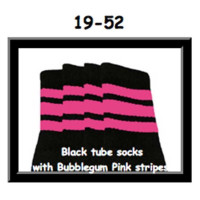 19" SKATERSOCKS black style 19-052 bubblegum pink...