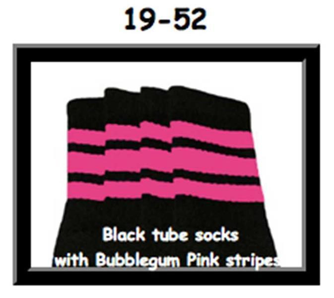 19" SKATERSOCKS black style 19-052 bubblegum pink stripes